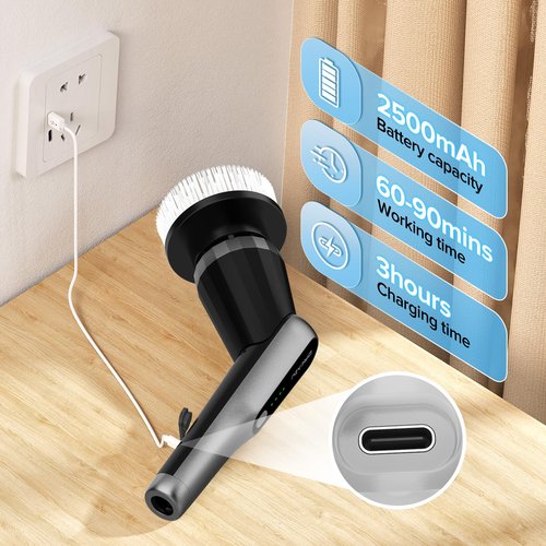 Dreazu G2 Electric Spin Scrubber - IPX7 Waterproof 10-in-1 Shower Cleaner Brush, Retractable Handle & 2-Speed for Bathroom, Bathtub, Kitchen, Tile Floors