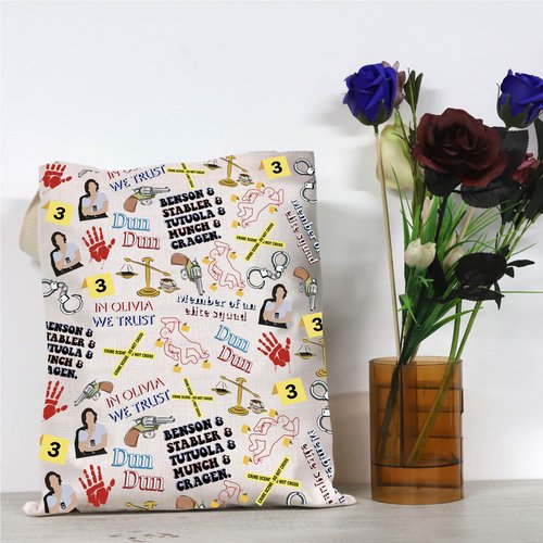GJTIM Tv Series Fans Gift Zipper Pouch Law Detective Team Tv Show Merchandise Makeup Bag (Law Pattern Tote)