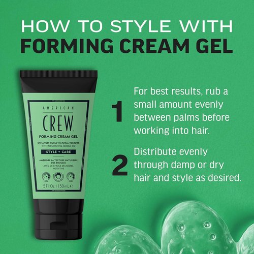 American Crew Forming Cream Gel - Hybrid Curl Defining Hair Cream for Men, Medium Hold, 5 fl oz