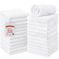 RIVERSIDE Pack of 24 Wash Cloths for Showering, 12 x 12 Inches, Super Soft & Absorbent, 100% Cotton Washcloths Premium Quality Flannel Face Cloths for Bathroom, Gym, Spa (White, 24 Pack)