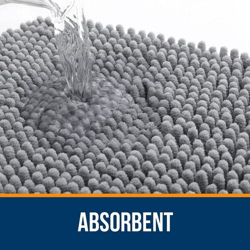 OLANLY Bathroom Rugs - Extra Soft Chenille Bath Mats | Quick Dry, Machine Washable, 30x20, Grey