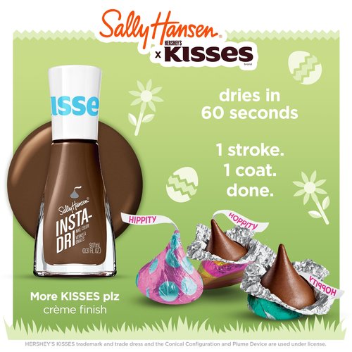 Sally Hansen Insta-Dri Hershey Kisses Nail Polish | Quick Dry, Long Lasting, Streak-Free Shine | Opaque, Glossy | 727 More KISSES Plz | Cocoa Brown Nail Color