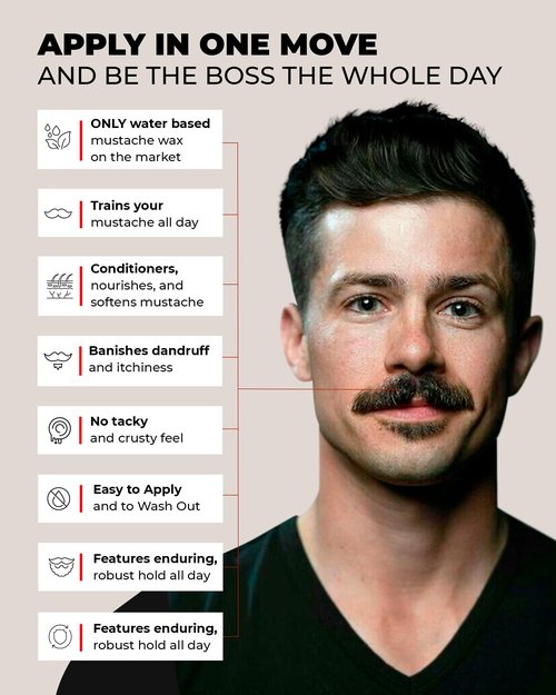 Bossman MUDstache Unscented Mustache Wax for Men (1 oz) – Strong 24-Hour Hold, Non-Tacky & Easy to Apply for Taming & Styling
