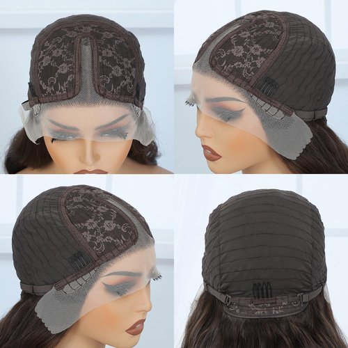 Puoonn Synthetic Lace Front Wigs for Black Women 13X4X1 Highlight Body Wave HD Transparent Lace Front Wigs with Pre Plucked Natrural Hairline and Baby Hair for Women