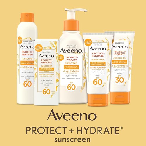 Aveeno Protect + Hydrate Sunscreen Lotion - Broad Spectrum SPF 60, Weightless & Refreshing, 3.0 fl. oz