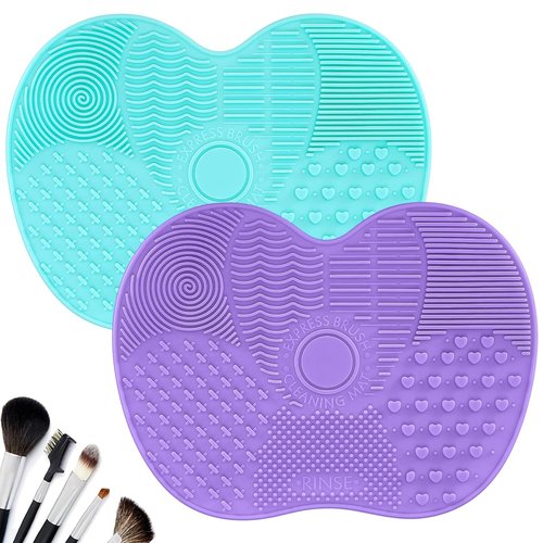 Skiennix Silicone Makeup Brush Cleaning Mat - Portable Suction Cup Pads for Easy Cleaning | 2 Pcs