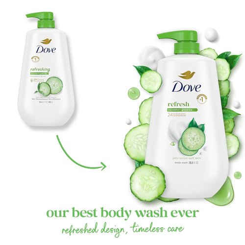 Dove Body Wash - Refreshing Cucumber & Green Tea | 24HR Moisturizing Cleanser, 30.6 oz