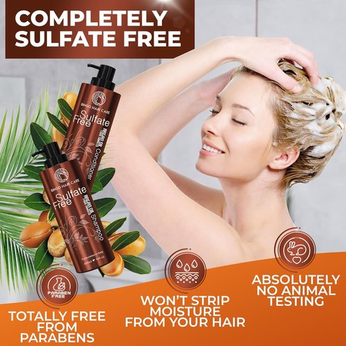 **Regine Switzerland Moroccan Argan Oil Shampoo & Conditioner Set - Sulfate-Free Hydration for Curly, Color-Treated Hair**