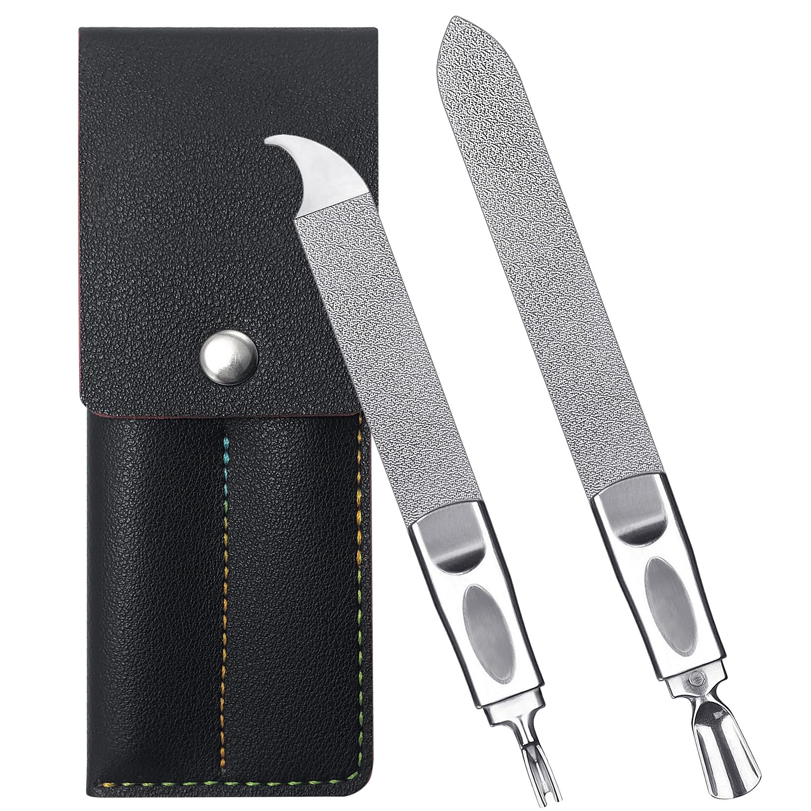 VOGARB Toe Nail Files for Thick Nails, Professional Metal Nail File for Men Women Fingernail and Thick Toenails, Double-Ended and Double-Sided Stainless Steel, 2pcs Set