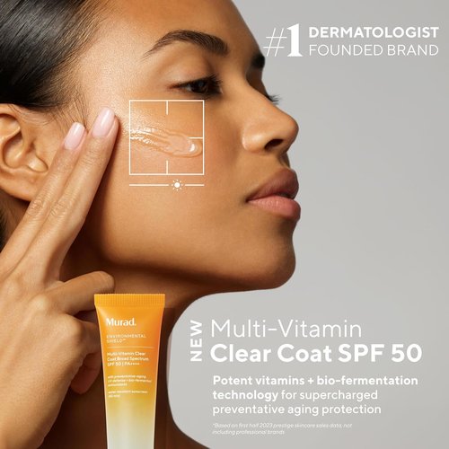 Murad Multi-Vitamin Clear Coat Sunscreen SPF 50 - Lightweight Broad-Spectrum Protection with Vitamins C & F | 1.7 Fl Oz