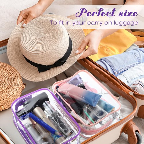 Reginary 25 Pcs Clear Makeup Bags Bulk Cosmetic Bags with Zipper Travel Toiletry Bags Waterproof Portable Transparent Zippered Pouches for Women Men Travel Bathroom Business (Bright Color)