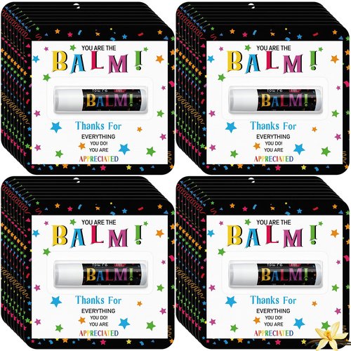 Sacubee 30 Pack Employee Appreciation Gifts Bulk Lip Balm Teacher Employee Staff Team Thank You Gifts You're the Balm Winter New Year Appreciation Party Favors for Women Men Coworkers Volunteer