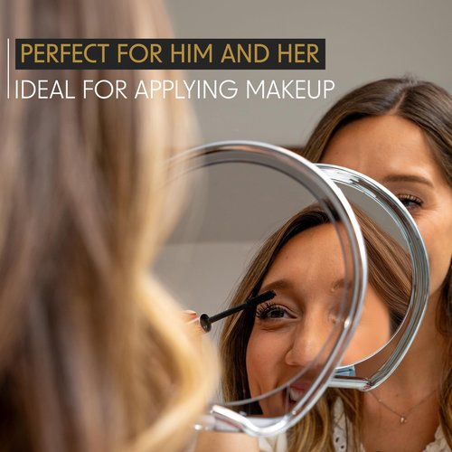 Luxo Shower Mirror, Shaving Mirror with a Razor Holder for Shower and Powerful Suction Cup - Shatterproof Shower Mirror fogless for Shaving, fogless Mirror for Shower (Chrome)