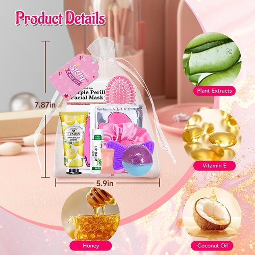 110PCS Spa Party Supplies for Girls, Spa Party Favors Include Face Masks Skincare, Hand Cream, Lip Balm, Under Eye Patches, Mini Hair Brush, Spa Birthday Sleepover Party Supplies for Teen Girls