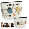 Sunnymove 2 Pack Large and Small Cat Themed Makeup Bags for Women and Teen Girls, Cat Lover Gifts, Cute Kitten Cosmetic Pouch Coin Purse with Zipper, Funny Mom Daughter Gifts for Birthday Christmas