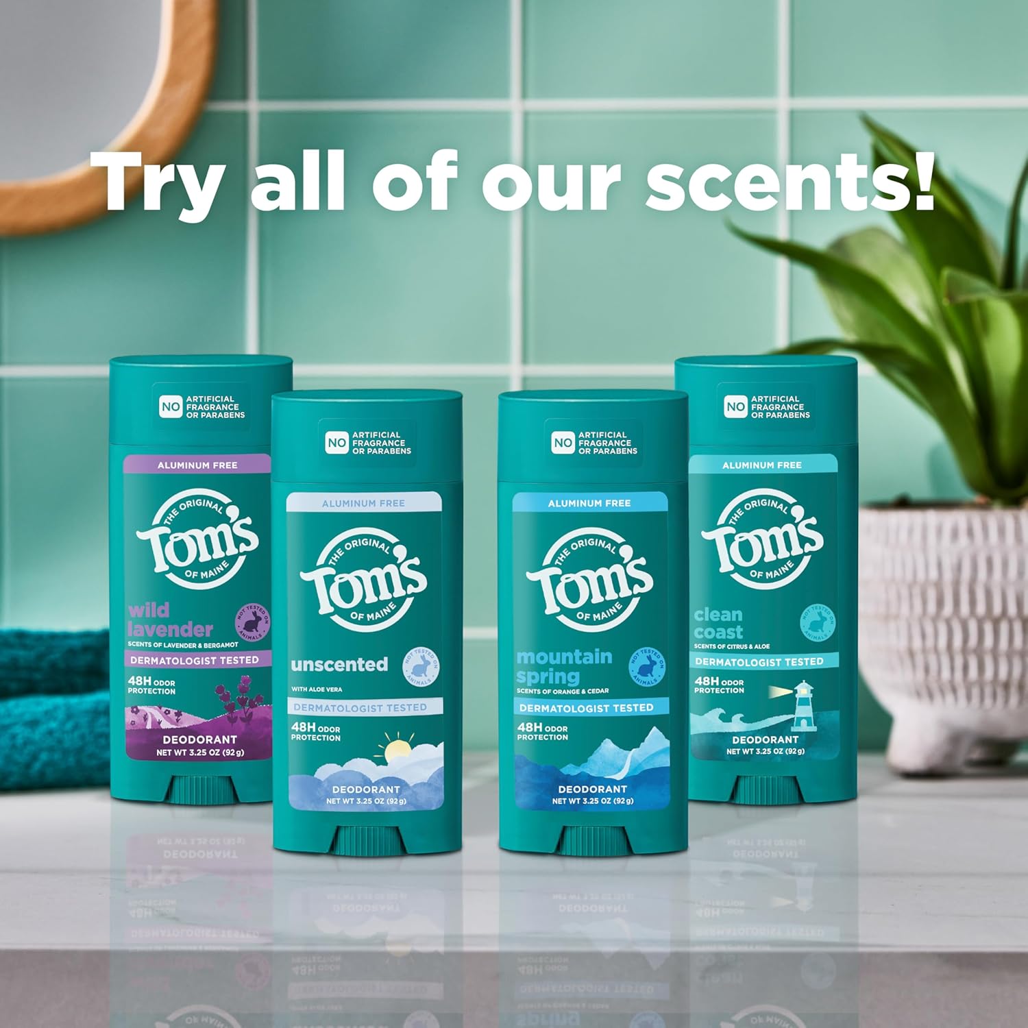 Tom’s of Maine Wild Lavender Natural Deodorant - Aluminum Free, 48-Hour Odor Protection | 3.25 oz (2 Pack)