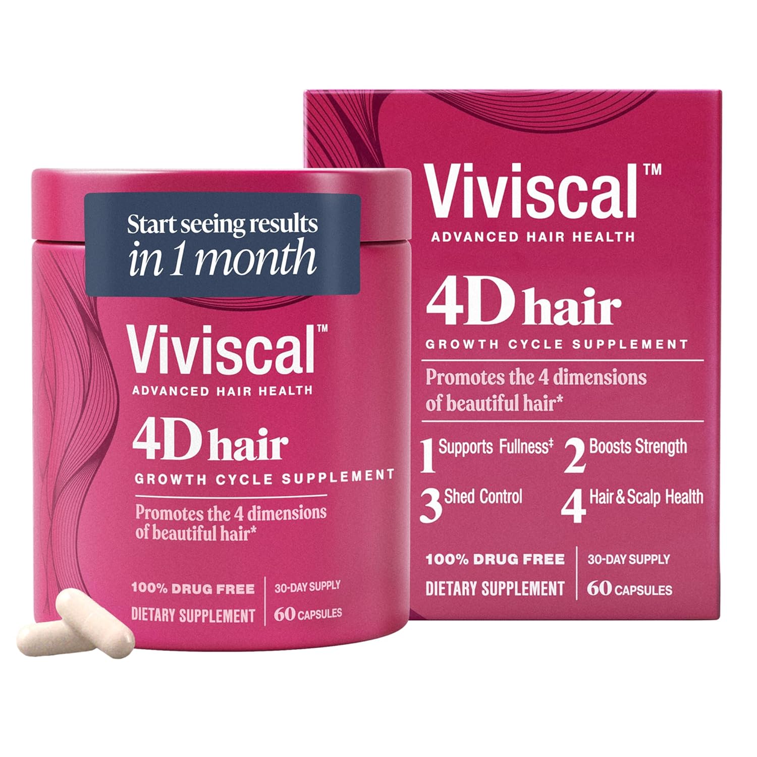 Viviscal 4D Hair Growth Supplements for Women - Full, Strong, Healthy Hair | 30-Day Supply, 60 Count
