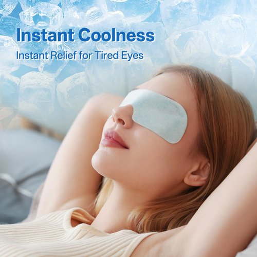 CROUVM Hydrogel Self Cooling Eye Masks, Cold Compress Eye Patches for Puffy Eyes, Fast Relief for Screen Fatigue & Eye Strain, Travel Ready Gel Eye Masks, 10 Pack Individually Wrapped