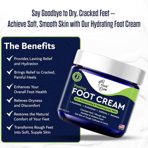 FOOT CURE Tea Tree Oil Foot Cream - Moisturizing Relief for Dry, Cracked Feet | 2 oz