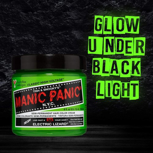 MANIC PANIC Classic Electric Lizard Semi Permanent Hair Color - Bright Neon Green Hair Dye for Women & Men That Lasts 4-6 Weeks - Vegan, Ammonia & Cruelty-Free - Create & Mix Custom Shades (4oz / 2pk)