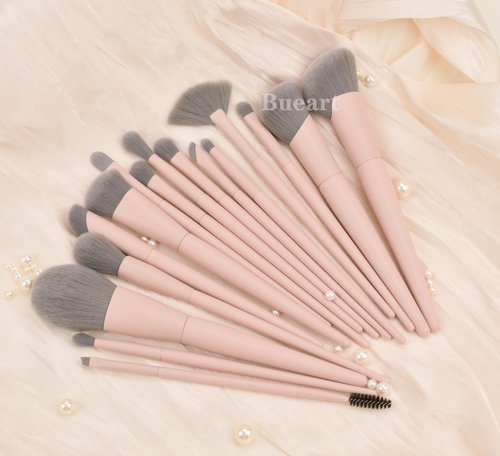 20pcs Pink Essential Makeup Brush Set Professional Powder Concealers Eye shadows Blush Eyeliner Eyebrow Contour Eye blending foundation kit (20pcs brush set)