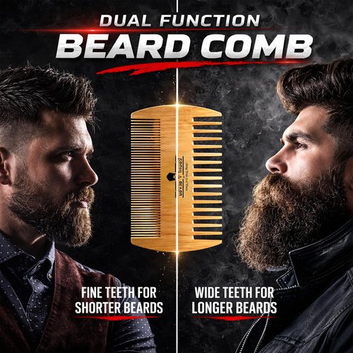Beard Straightener Grooming Kit for Men, Beard Growth Kit, Wash, Brush & Comb, Unscented Growth Oil, All Natural Sandalwood Balm, Conditioner, Razor & Scissors, Great Gift Idea for Men's (Bamboo)
