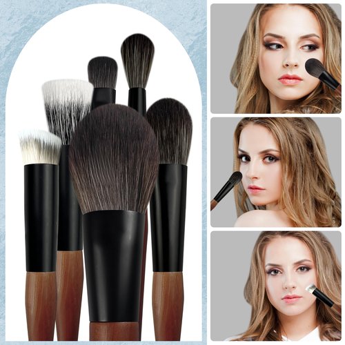 Travel Makeup Brush Set with Case, Mini Makeup Brushes Set for Powder, Foundation, Eyeshadow, Lip, Highlight, Blush & Concealer, 10 Pcs Travel Size Makeup Brushes & 2Pcs Triangle Powder Puff