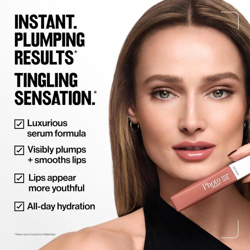 REVLON PhotoReady Plumping Gloss Serum - Hydrating, Non-Sticky High Shine Finish | 009 Lip Floaties, 0.25 fl oz