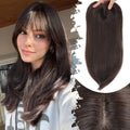 Eawwii Hair Topper for Women Clip in Bangs – 18 Inch Medium Length Straight 360° Full Coverage Dark Brown,Synthetic Natural Looking Piece for Thinning Hair