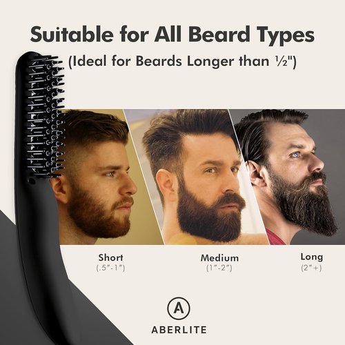Aberlite EDC Heated Beard Straightening Brush - Professional Grooming Tool for 0.5 Inch+ Beards | Black