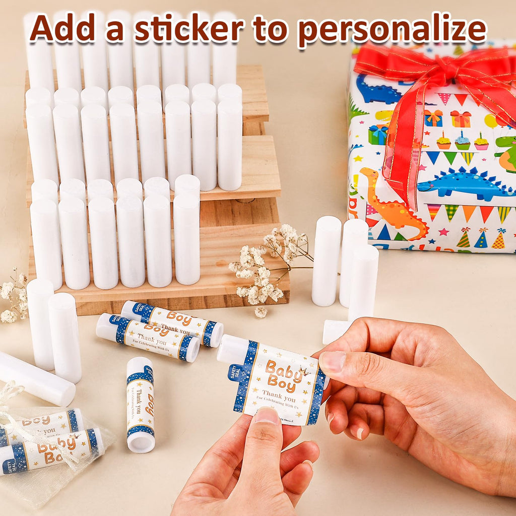 VISRIE 240 Pack Lip Balm Unlabeled, Natural Lip Balm Bulk Blank Tube, Personalized Lip Balms for Party Favors Adults and Bridal Shower Favors or Baby Shower Gifts-5 Flavors