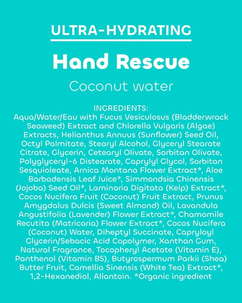 Seaweed Bath Co. Ultra-Hydrating Hand Rescue Moisturizing Cream - Coconut Water Scent - Sustainably Harvested Seaweed, Sea Kelp, Arnica to Soothe Dry, Rough Skin - 2 oz