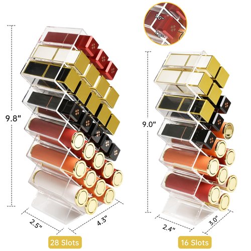 Nimiah Lipstick Holder Organizer for-Vanity - 16 Slots Lip Gloss Holder Clear Cosmetics Display Stand for Lip Stick Storage