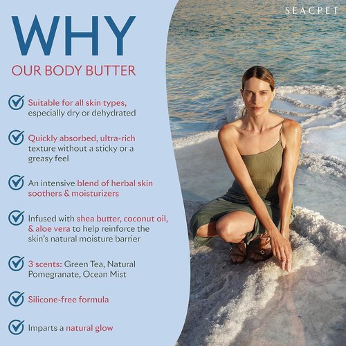SEACRET Dead Sea Body Butter - Ultra-Rich Moisturizing Cream with Shea Butter & Coconut Oil, 8.5 fl. oz.