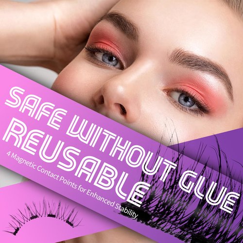 Palimainy Magnetic eyelashes, magnetic eyelashes with applicator,3styles,natural look,wispy,No glue needed,Reusable，easy to apply