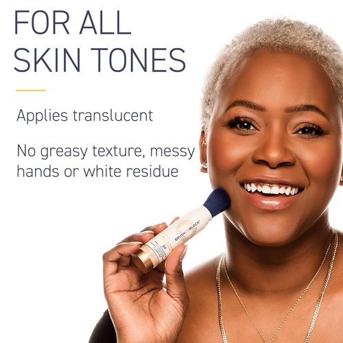 Brush On Block SPF 50 Mineral Powder Sunscreen - Translucent, Broad Spectrum, Water Resistant Face Protection for All Skin Tones