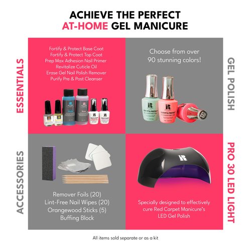 RC Red Carpet Manicure Fortify & Protect LED Gel Base Coat – Strengthens Nails with Vitamin A & Biotin, Prevents Brittleness, Long-Lasting Gel Nail Protection for Healthier, Stronger Nails (0.3 Fl Oz)