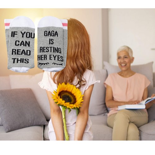 2PAIRS Gaga Gift If You Can Read This Gaga Is Resting Her Eyes Socks Grandma Birthday Gift Mother's Day Gift (Gaga resting eyes)