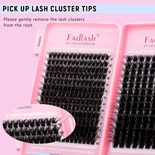Lash Clusters 100D+200D Eyelash Clusters D Curl Fluffy Cluster Lashes 12-20mm 3D Thick Effect Individual Lashes DIY Cluster Eyelash Extensions for Beginners