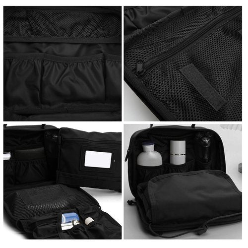 SMONT Toiletry Bag for Men Travel Toiletry Organizer Dopp Kit Travel Organizer Toiletries Bag Shaving Hygiene Bag Bathroom Hanging Men's Toiletry Bag for Short Trips Black