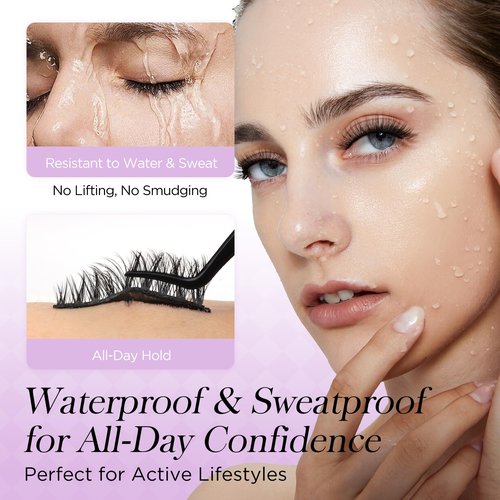 BEYELIAN Self Adhesive Eyelashes Natural Look, Pre Glued Wispy False Lashes No Glue Required, Faux Mink Eyelashes 5 Pairs ZCV-204