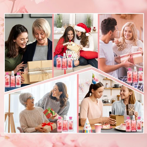 Bath Gift for Women and Girls, Japanese Cherry Blossom Spa Set With Natural Extracts, 3PCS Set - Shower Gel, Lotion, Mist, Personal Self Care Kit, Body Care Travel Set
