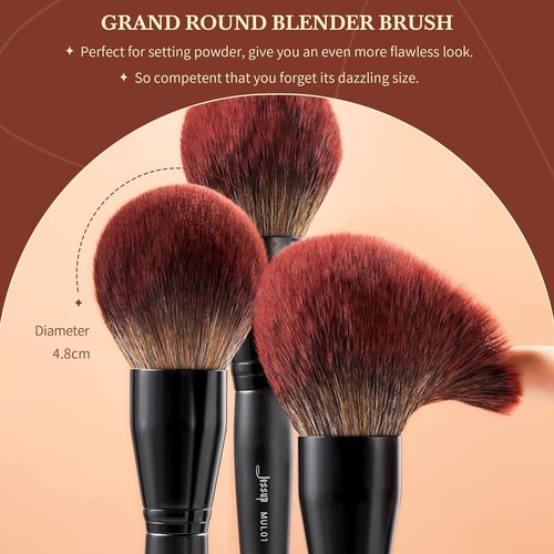 Jessup Makeup Brushes Set - Premium Synthetic 21-Piece Brush Set for Foundation, Eyeshadow & More | Black