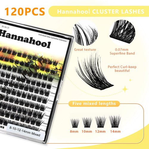 Large Pack,DIY Eye Lashes Extensions 120pcs Wide Stem Cluster Eyelashes Mixed 10-12-14-16mm/14-16-18mm/12-14-16mm Individual False Eyelashes Dramatic Look (mixed 8-10-12-14mm)