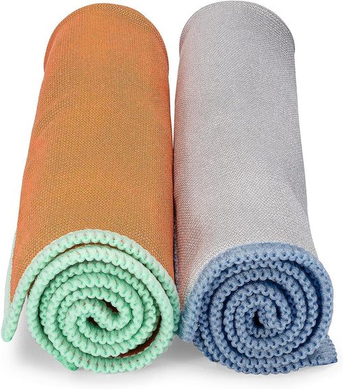 Full Circle Renew Collection Glass Cleaning Cloths - Recycled Microfiber, Set of 2 | Multicolor
