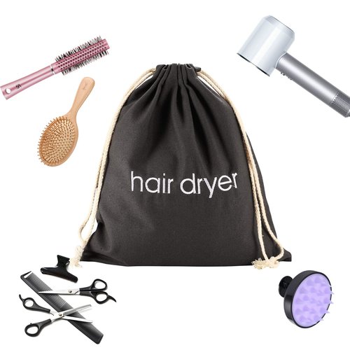 ERKXD 3 | 6 | 8 Pack Hair Dryer Bags Drawstring Bag Container Hairdryer Bag for travel bathroom (8 PCS Grey)