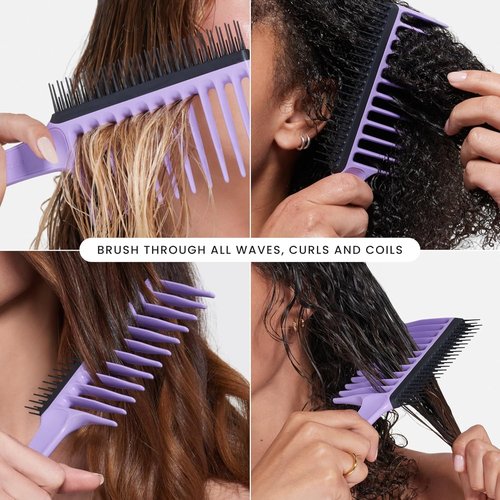 Tangle Teezer Wide Tooth Comb - Double-Sided Detangling for Curly Hair | Wet & Dry Use, Lilac