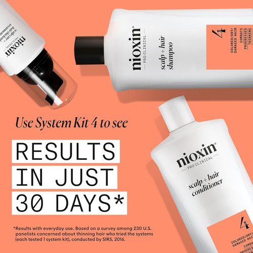 Nioxin System 4 Thickening Shampoo - Nourish Colored, Dry & Damaged Hair | Boost Density with Niacinamide & Biotin