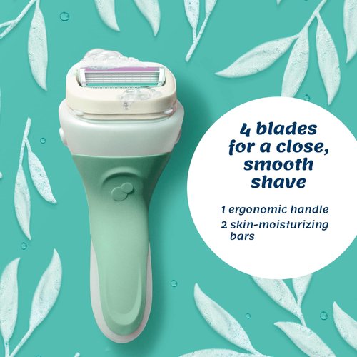 Schick Intuition Razors for Women with Sensitive Skin | 1 Razor & 4 Intuition Razor Blades Refill with Organic Aloe