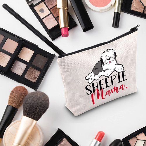 G2TUP Old English Sheepdog Lover Gift - Sheepie Mom Makeup Bag, Dog Owner Zipper Travel Bag (Sheepie Mom MB)
